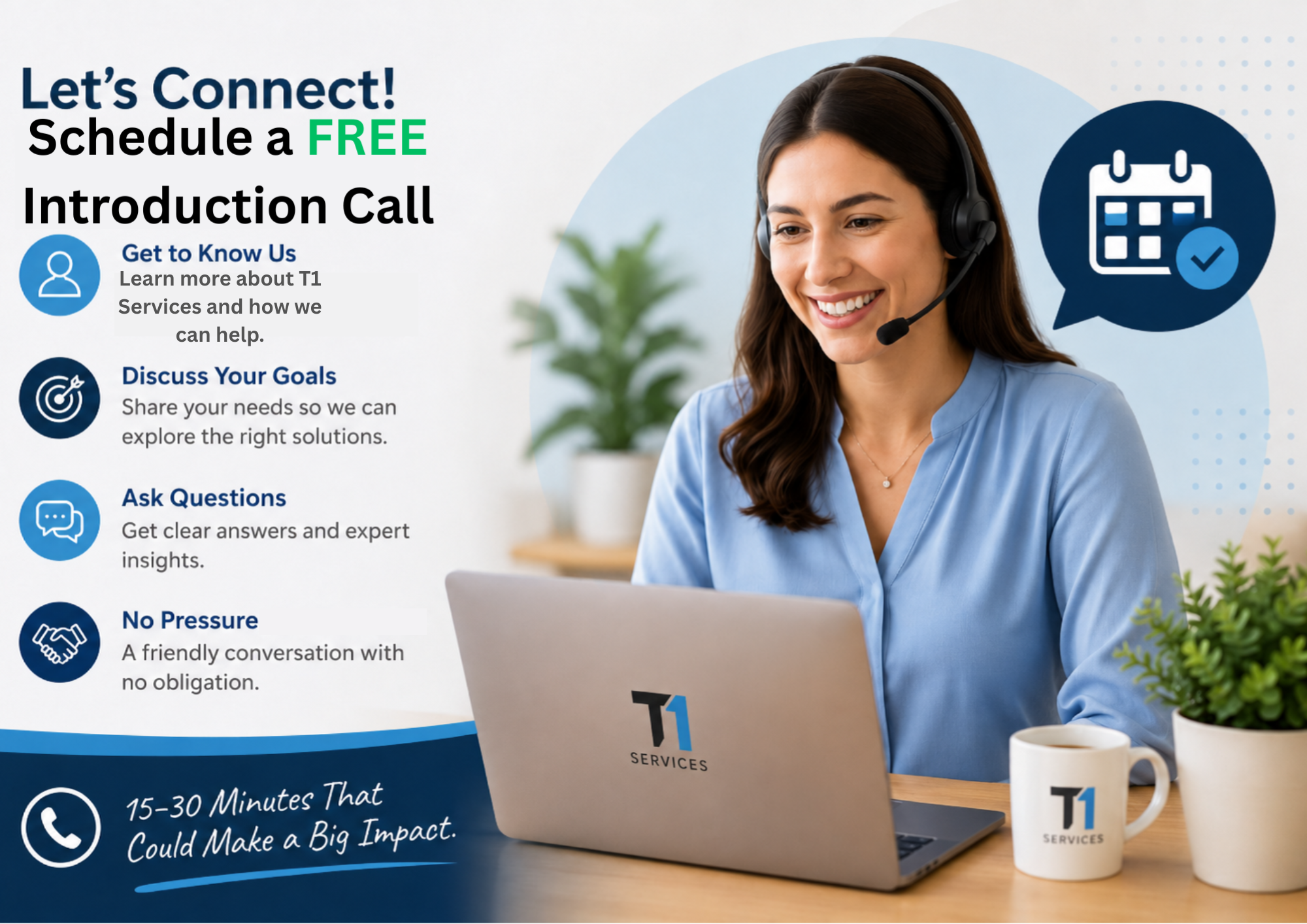 Schedule a free T1 Services introduction call